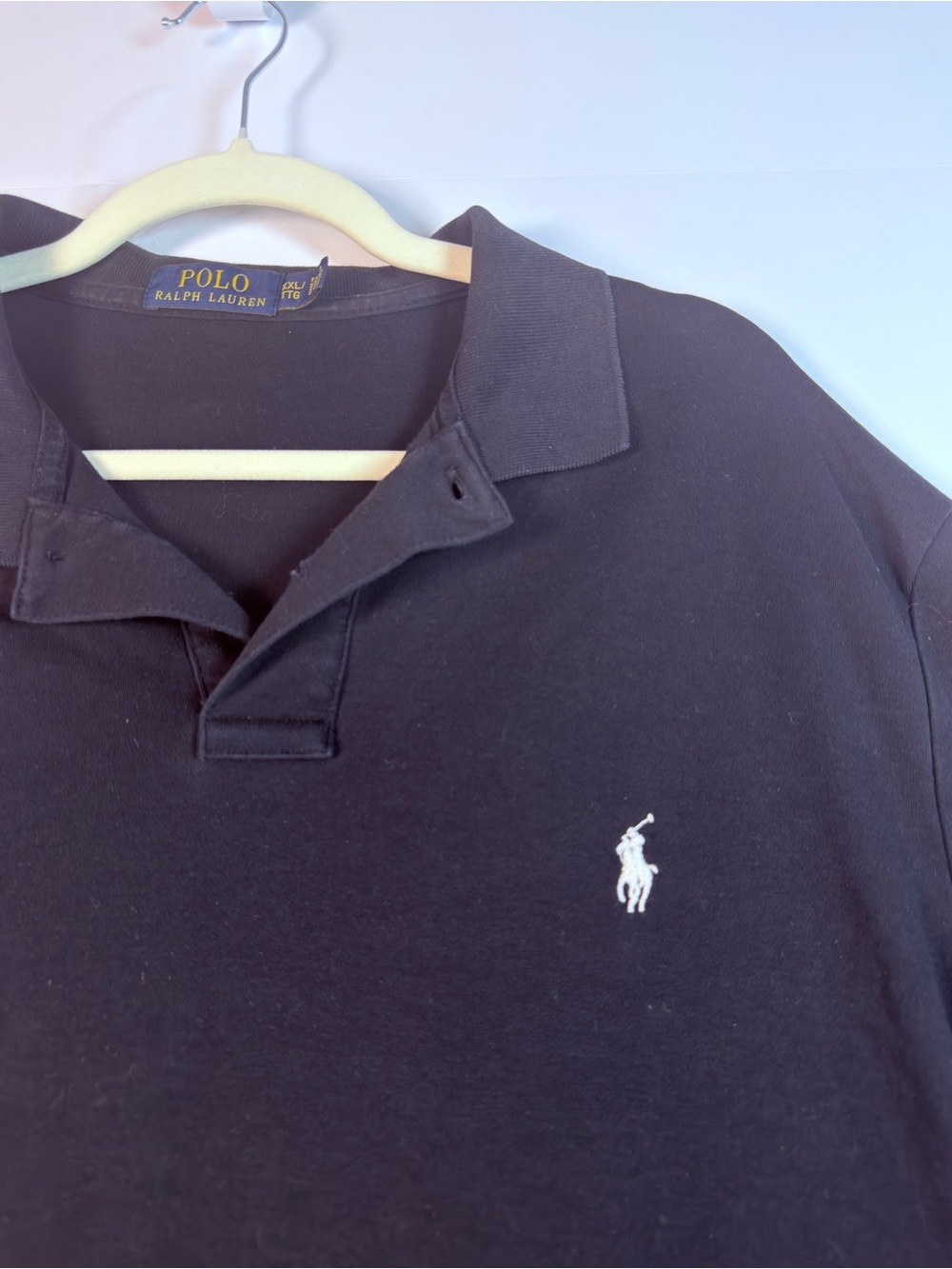 Polo Ralph Lauren Men’s XXL Black Classic Polo Shirt White Pony 100% Cotton